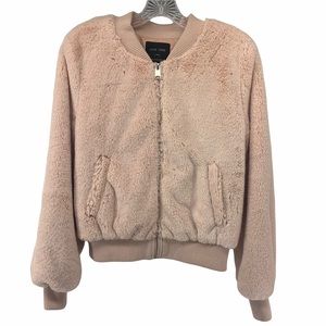 LOVE TREE light pink faux fur‎ bomber style jacket